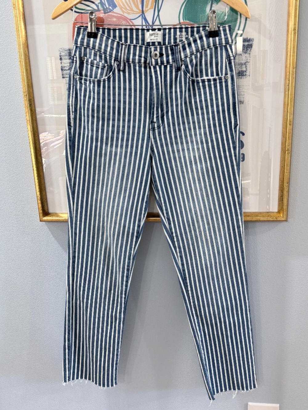 Kenzie The Allie High Rise Slim Straight Leg Stripes Size 4/27